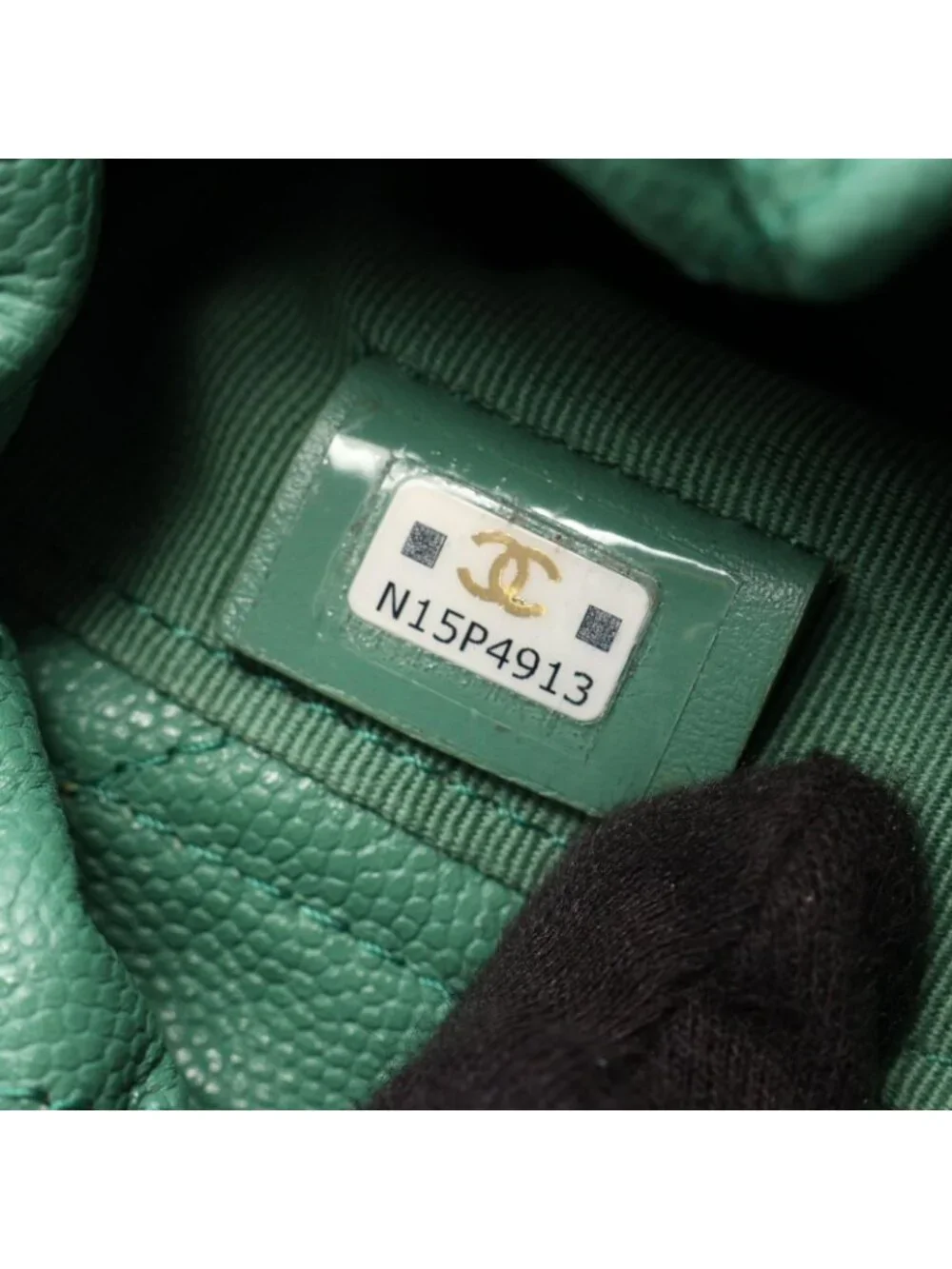 Chanel Shoulder Bag Quilted Mini Bucket Drawstring Green Caviar Leather Chain